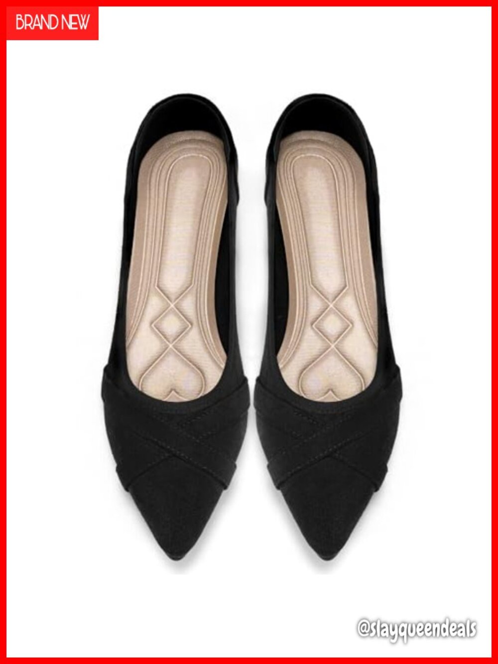 Women's Pointed Toe Ballet Flats Memory Foam Slip On Comfort Dressy